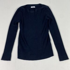 Galeries Lafayette Sweater Womens Small Blue Boat Neck Ribbed Knit Pullover